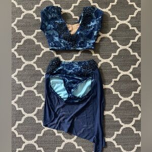 Navy blue 2 piece dance costume